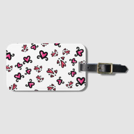 Etiqueta Para Maletas Patrón de Corazones Rosados – Diseño Adorable de G