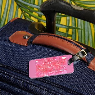 Etiqueta Para Maletas Patrón de Corazones y Flechas Rosa de Color de Agu