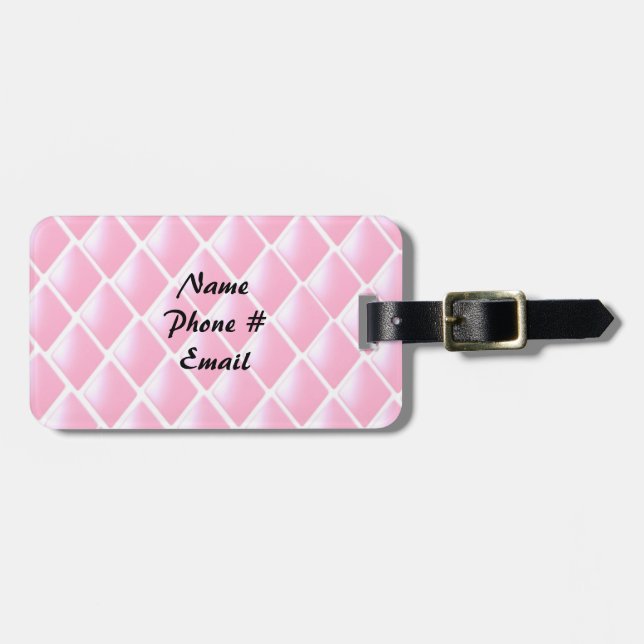 Etiqueta Para Maletas Patrón de diamante rosado (Frente Horizontal)