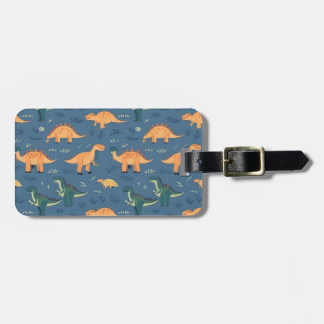 Etiqueta Para Maletas Patrón de dinosaurio prehistórico t rex (Frente Horizontal)