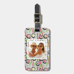 Etiqueta Para Maletas Patrón de diseño de sushi  Monograma