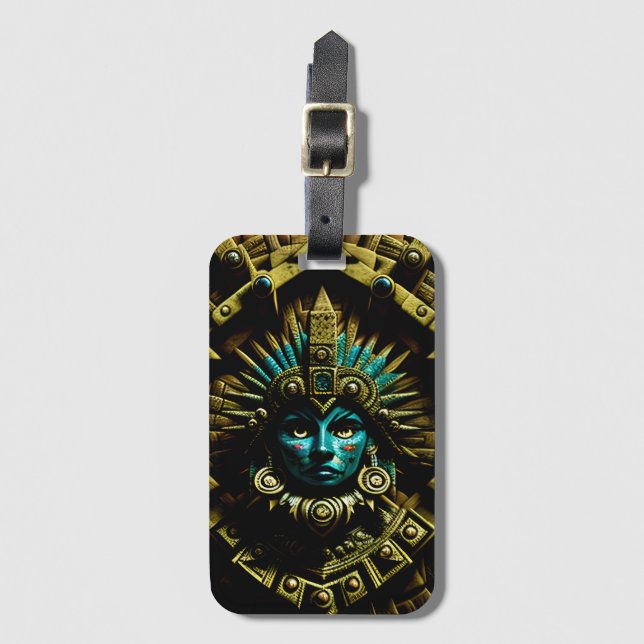 Etiqueta Para Maletas Patrón de diseño dos de Azteca (Anverso vertical)