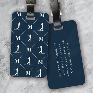 Etiqueta Para Maletas Patrón de diseño inicial del monograma Golfer