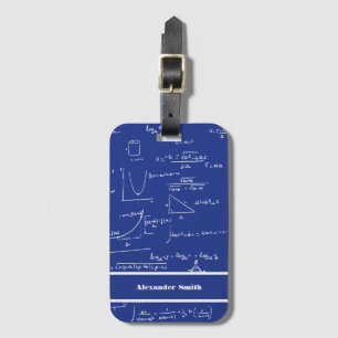 Etiqueta Para Maletas Patrón de ecuaciones matemáticas azules lindas par