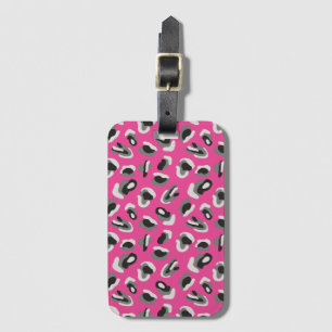 Etiqueta Para Maletas Patrón de estampado animal de color rosa brillante