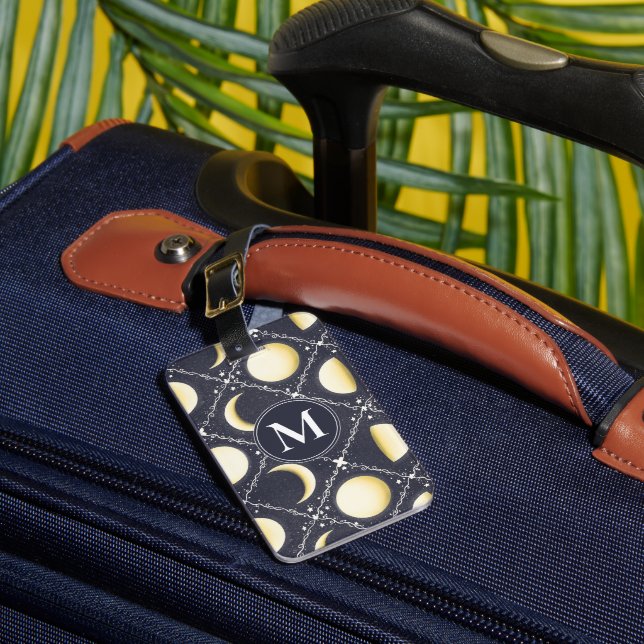 Etiqueta Para Maletas Patrón de fases celestes de la luna (Anverso In situ 1)