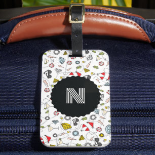 Etiqueta Para Maletas Patrón de Fiesta del pool de las Vegas monogramado