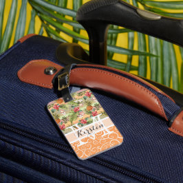 Etiqueta Para Maletas Patrón de flor de fruta de piña tropical divertida