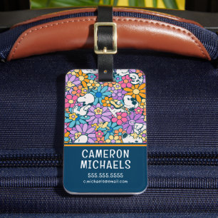 Etiqueta Para Maletas Patrón de flor Snoopy & Woodstock