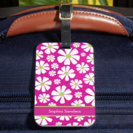 Etiqueta Para Maletas Patron de Flores Blancas Primaveral