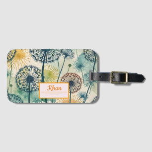 Etiqueta Para Maletas Patrón de flores de Dandelion arte digital persona