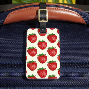 Etiqueta Para Maletas Patrón de fresa, fresas rojas, frutas, hojas