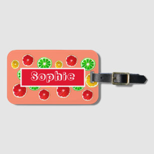 Etiqueta Para Maletas Patrón de fruta alegre y colorida