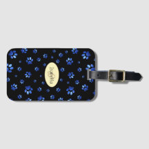 Patrón de garras de perro de purpurina azul, Monog