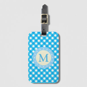Etiqueta Para Maletas Patrón de Gingham azul brillante