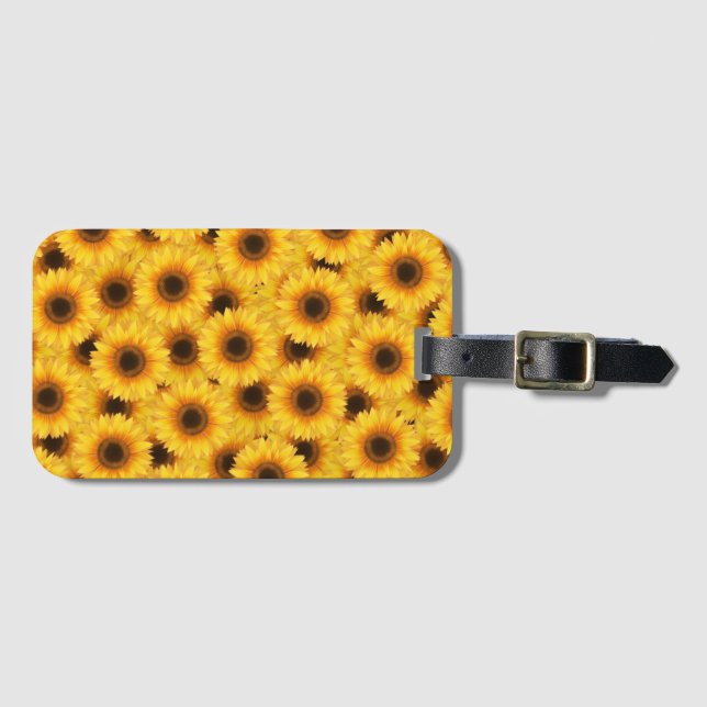 Etiqueta Para Maletas Patrón de girasoles, bellezas amarillas, (Anverso horizontal)