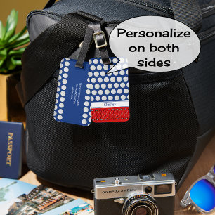 Etiqueta Para Maletas patrón de golf nombre personalizado navy