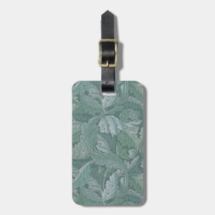 Etiqueta Para Maletas Patrón de hoja de acanto azul teal de William Morr