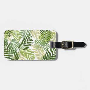 Etiqueta Para Maletas Patrón de hojas de hierro botánico sobre blanco