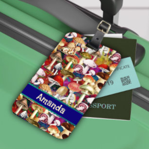 Etiqueta Para Maletas Patrón de huerto de hongos de hongos rojos