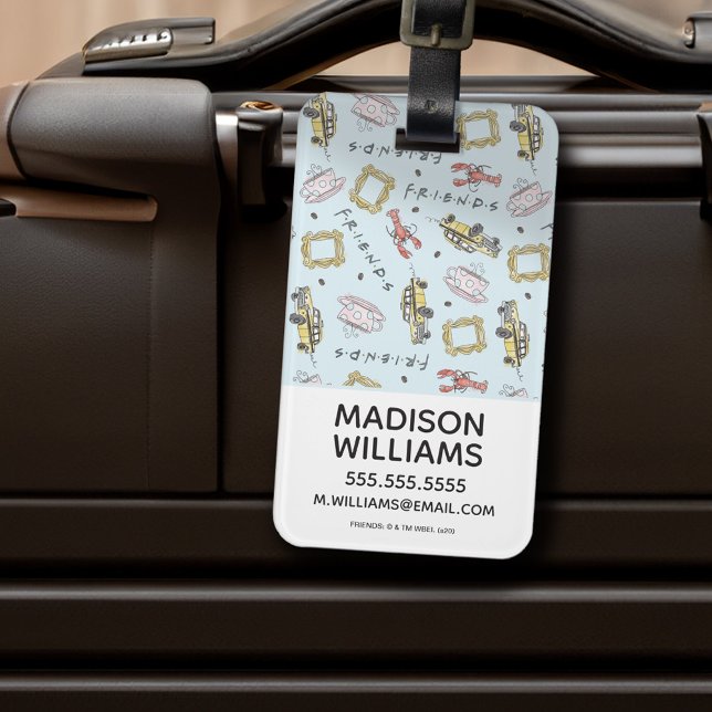 Etiqueta Para Maletas Patrón de iconos de acuarela de FRIENDS™ (Luggage tag on luggage)