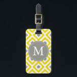 Etiqueta Para Maletas Patrón de ikat de diamantes de color gris amarillo<br><div class="desc">El diseño es elegante y de moda,  con diamantes coloridos y de moda en un estilo típico.</div>