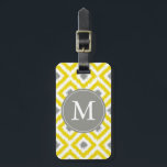 Etiqueta Para Maletas Patrón de ikat de diamantes de color gris amarillo<br><div class="desc">El diseño es elegante y de moda,  con diamantes coloridos y de moda en un estilo típico.</div>