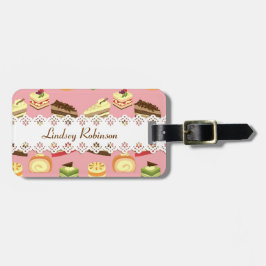 Etiqueta Para Maletas Patrón de Ilustracion de pasteles de té con colore