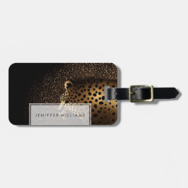 Etiqueta Para Maletas Patrón de Jaguar Dorado          