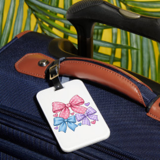 Etiqueta Para Maletas Patrón de lazo de cinta lindo – Lazo rosa, azul y
