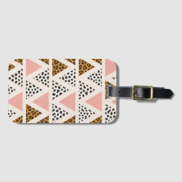 Etiqueta Para Maletas Patrón de leopardo chic y triángulo rosa