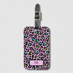Etiqueta Para Maletas Patrón de leopardo colorido