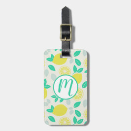 Etiqueta Para Maletas Patrón de limón de verano en crema