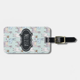 Etiqueta Para Maletas Patrón de llamada cuta en puntos de polka