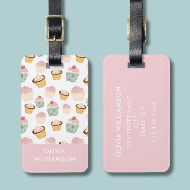 Etiqueta Para Maletas Patrón de magdalena  (Cupcake pattern personalized luggage tag)