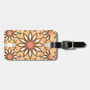 Etiqueta Para Maletas Patrón de Mandala, bronceado de caramelo, marrón c