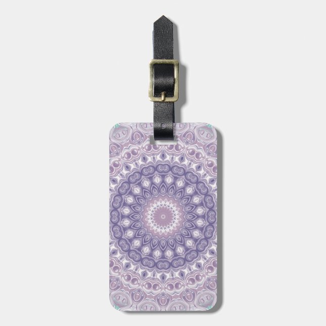 Etiqueta Para Maletas Patrón de Mandala Lavender y Lilac (Frente Vertical)