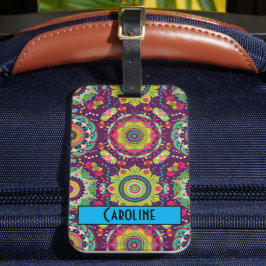 Etiqueta Para Maletas Patrón de Mandala retro