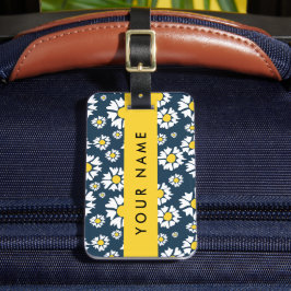 Etiqueta Para Maletas Patrón de margarita, maricas blancas, tu nombre
