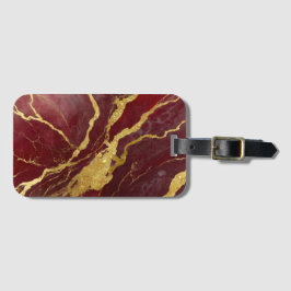 Etiqueta Para Maletas Patrón de mármol rojo con oro