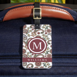 Etiqueta Para Maletas Patrón de marrón verde rojo crema personalizado Pa