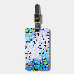 Etiqueta Para Maletas Patrón de mosaico azul y negro púrpura perwinkle