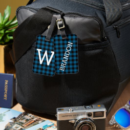 Etiqueta Para Maletas Patrón de nalgas de búfalo negro azul personalizad