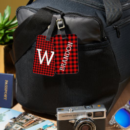 Etiqueta Para Maletas Patrón de nalgas de búfalo negro rojo personalizad