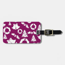 Etiqueta Para Maletas Patrón de Navidades púrpura