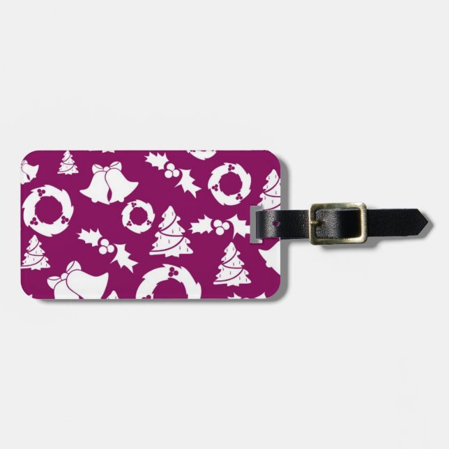 Etiqueta Para Maletas Patrón de Navidades púrpura (Frente Horizontal)