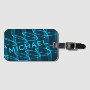 Etiqueta Para Maletas Patrón de onda azul luminoso de Guay personalizado