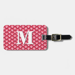 Etiqueta Para Maletas Patrón de ondas Art Deco - rojo y fucsia