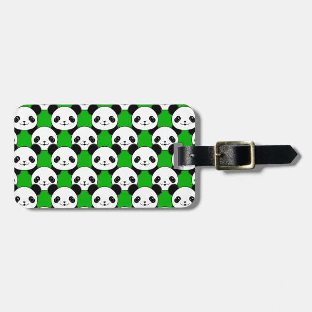 Etiqueta Para Maletas Patrón de oso Kawaii Panda (Frente Horizontal)