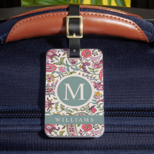Etiqueta Para Maletas Patrón de paisley azul rosa blanco personalizado